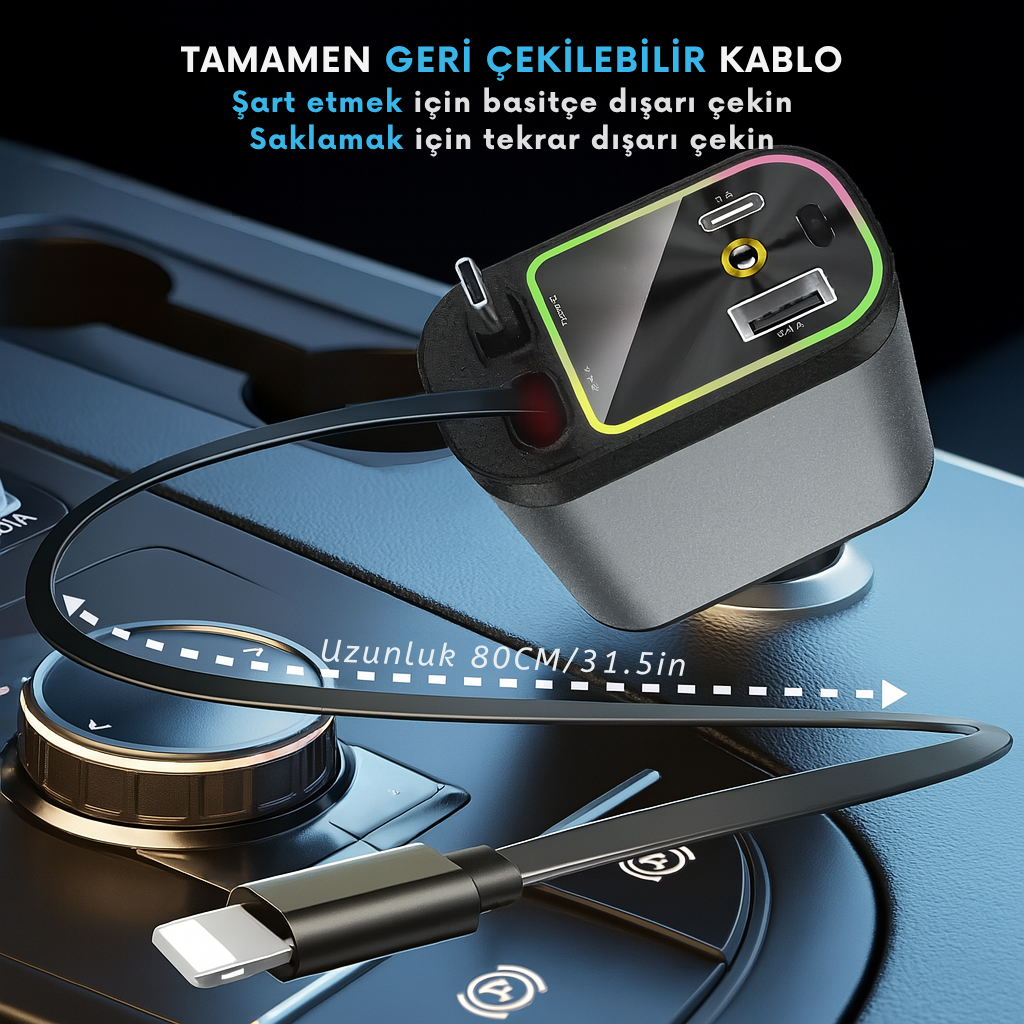 66W Projeksiyonlu Hızlı Araç Şarjı